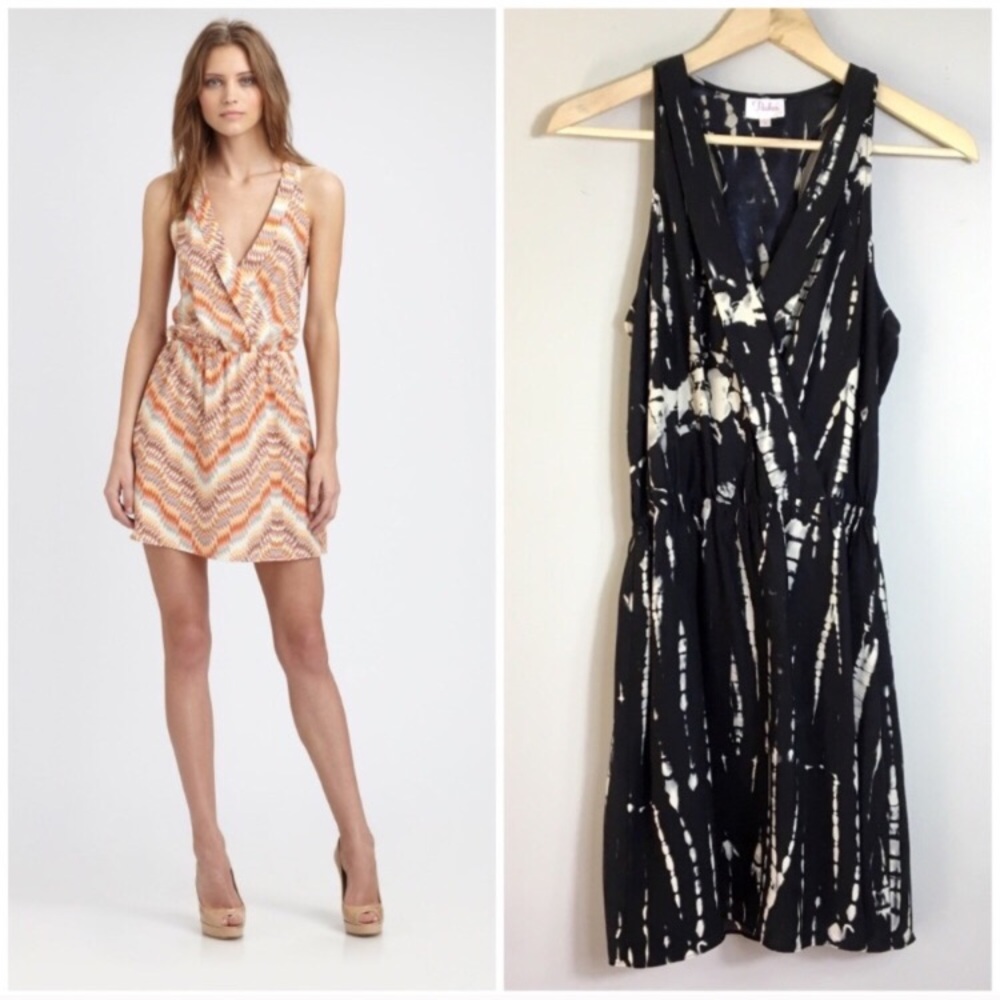 Parker Maya Silk Dress in Back & White